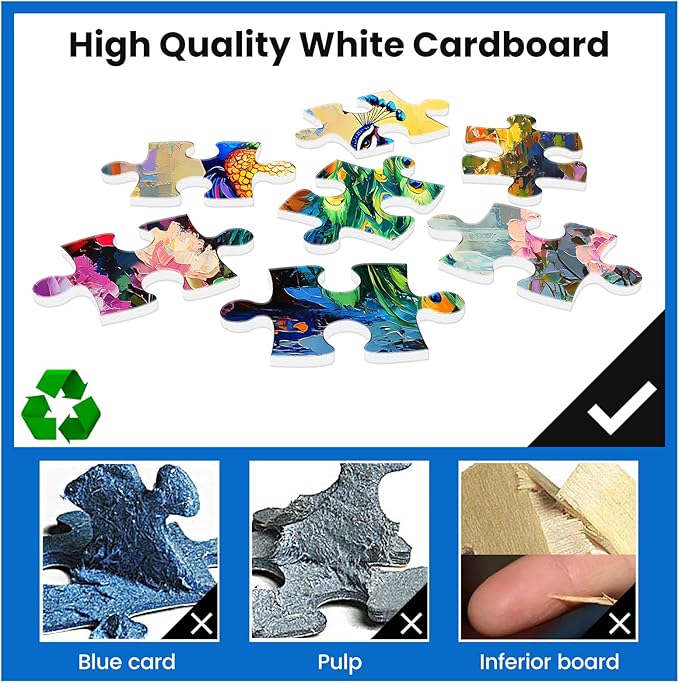 300 Piece Puzzle for Adults Peacock Puzzle Jigsaw Puzzles 300 Pieces Adult Puzzles Games for Kids Ages 8-10 10-12 Recycled Cardboard Puzzles Gift Toy 20.5x15IN