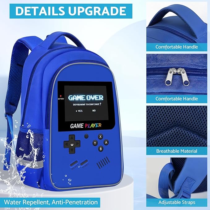 School Backpack For Boys - Gamer Boys Backpack For Kids Children Teens Elementary Middle School - Ages 6-18，17″