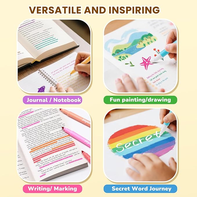 12-Pack Dual Conical Tip Erasable Markers, Water-Based Art Pens - Vibrant Color-Coded Barrels, Anti-Roll Caps, Smooth No Bleed Ink, Ideal Color Changing Magic Pen & Highlighters for Kids & Artists