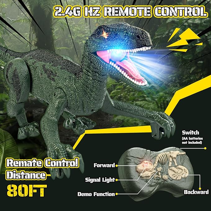 Dinosaur Toys for Kids 3-5, 5-7, 8-12, 2.4GHz Remote Control Dinosaur with Walking, Realistic Sounds, Demo Mode, Rechargeable Jurassic Toys for Birthdays, Parties, Children’s Day