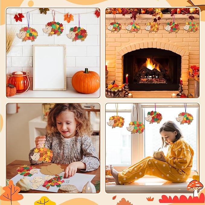 Fennoral 12 Pack Hedgehog Crafts for Kids Make You Hedgehog Foam Stickers DIY Autumn Art and Craft for Boys Girls Party Supply Art Activities Birthday Gifts Fall Thanksgiving Decoration