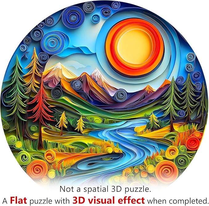 Wooden Puzzles for Adults - Unique Animal Shaped Sunrise Scenery Puzzle, 3D Vision Wooden Jigsaw Puzzle, Christmas Birthday Gifts for Friends/Family, Home Decor 13.4 * 13.4in 300pcs