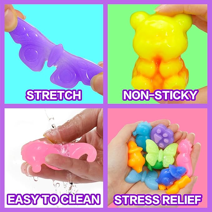 Make Your Own Squishies Animal Toys，6 Rubber Characters Making kit，Glow-in-The-Dark Science Activity kit, Silicone Squishies Craft Kit，Squeeze Gift Set for Boys and Girls Ages 6-12