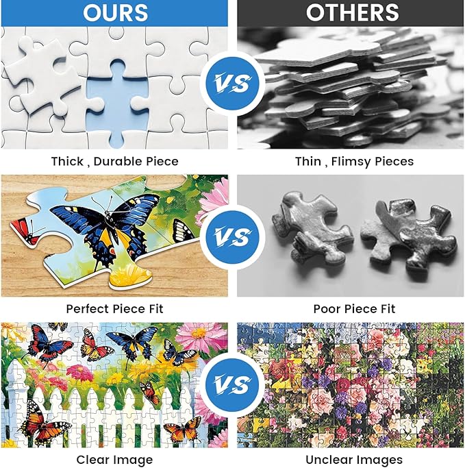 300 Pieces Flowers Puzzle for Adults, Butterfly Jigsaw Puzzle 300 Pieces Recycled Cardboard Jigsaw Puzzles for Adults, Family Challenging Game Home Decor Gift Toy for Teens Kids Seniors 20.5×15 in