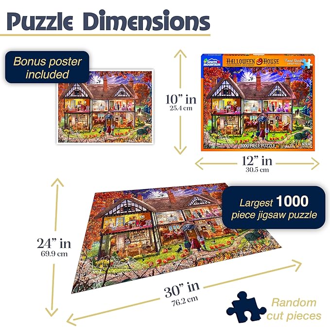 White Mountain Halloween House 1000 Piece Halloween Jigsaw Puzzle for Fall and Autumn