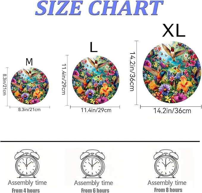 Wooden Puzzles, 326 Pieces Hummingbird Jigsaw Puzzles, Unique Shaped Wooden Puzzle for Adults and Kids, Family Game(Hummingbird, Royal)