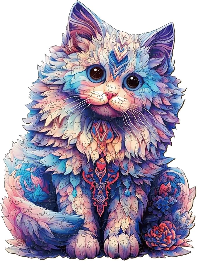 Wooden Puzzles for Adults - Ragdoll Cat Puzzle Wood Puzzles Adult - Wooden Jigsaw Puzzles Unique Animal Shape Relax Puzzles (M - 8.6 * 11.4in)
