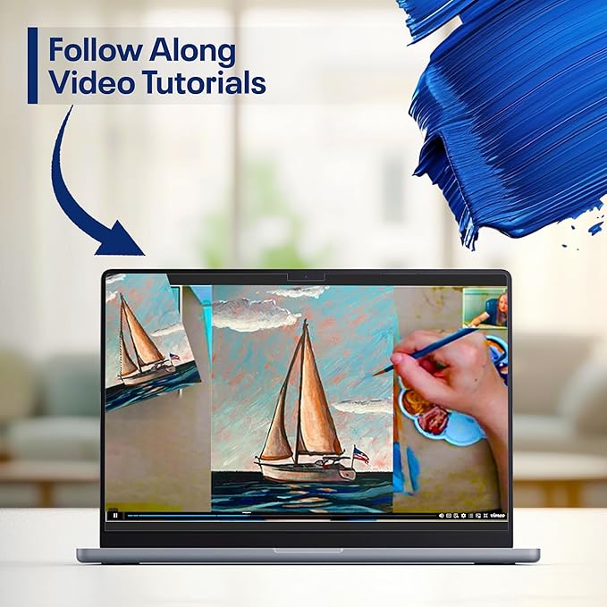 Painting4Real DIY Painting Class Kit for Adults: Learn to Paint Patriotic Sailboat with Video Tutorials – Art Decoration for Independence Day – Hang This Picture/Art as Wall Decor Once Completed
