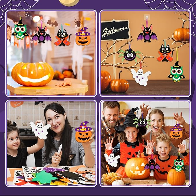 Fennoral 12 Pack Halloween Craft Kit for Kids Make You Own Halloween Foam Stickers Arts and Crafts DIY for Kids Boys Girls Party Supplies Halloween Decoration