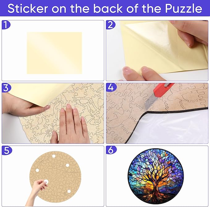 Ruikiyart Wooden Puzzles for Adults,200 Pieces Tree of Life Wooden Jigsaw Puzzles,Unique Shape Tree Puzzles for Adults and Kids,Extra Thick 5MM,Christmas Birthday Gifts,11.2x11.2 Inches