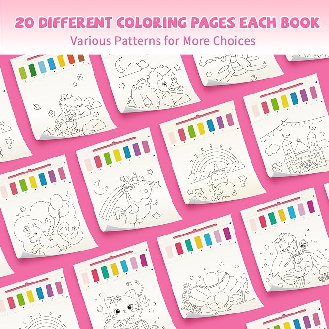 Paint with Water Books for Kids, Mermaid Watercolor Paint Book Set for Kids,Toddlers Water Color Coloring Painting Drawing Set,Mess Free Toys Gifts for Girls Age 3 4 5 6 7 8