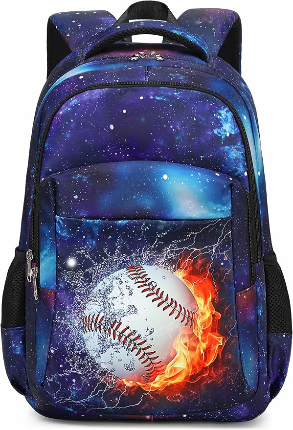 LEDAOU School Backpack Teen Boys Kids Bookbag Daypack School Bag (Baseball)