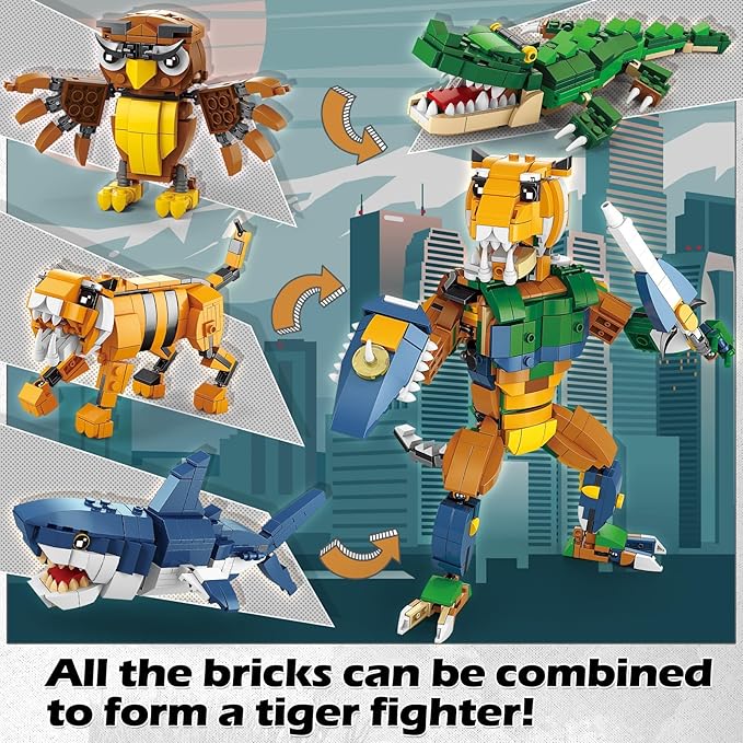Creator 3 in 1 Animals Building Set, 12 Forest & Sea Figures Toys, Compatible With Lego Collectible Building Toy, Party Favors Gifts for Kids, Boys & Girls 8 Plus Years Old