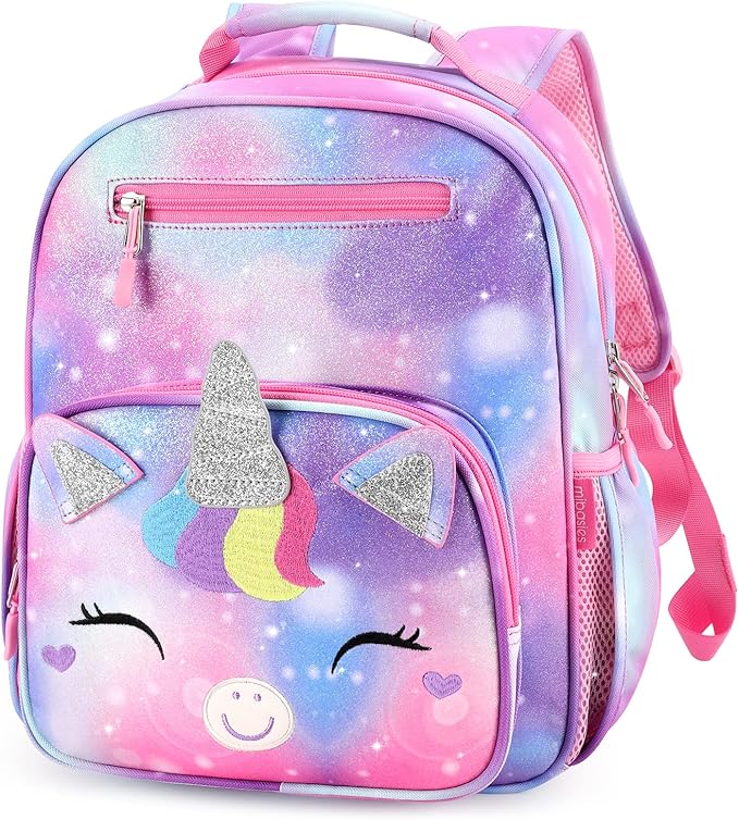 mibasies Girls Backpack for Elementary School, Kids Backpack for Girls 5-8 Unicorn Bangs