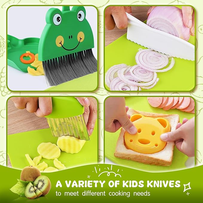 Montessori Kitchen Toys-14pcs Toddler Toys Kids Cooking Sets Real with Safe Knife Set Gift for 2-3-4-5-6-7-8 Years Old