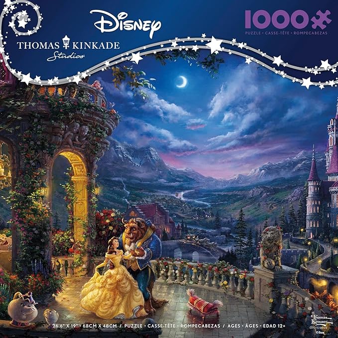 Ceaco - Thomas Kinkade - Disney - Beauty & The Beast Dancing in The Moonlight - 1000 Piece Jigsaw Puzzle