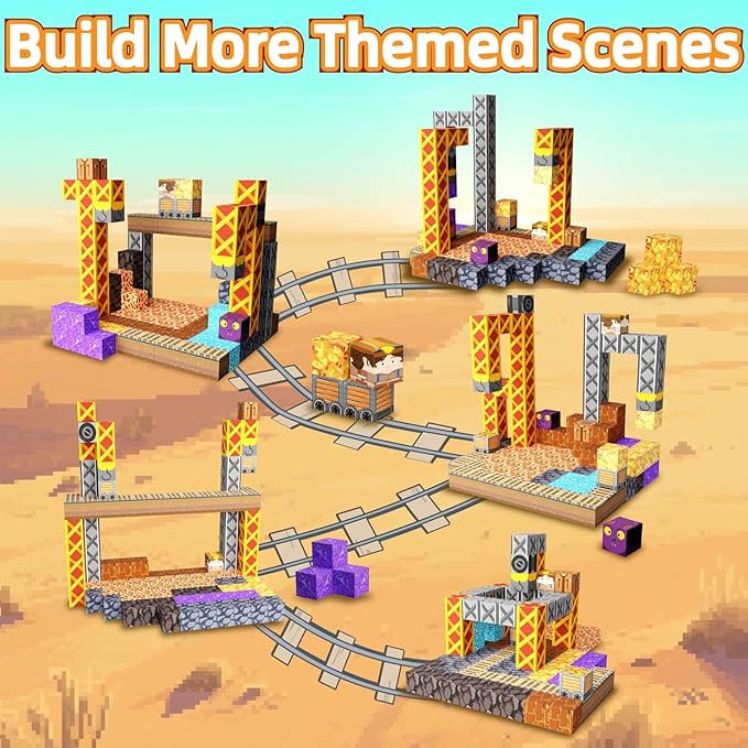 Magnetic Blocks, 120PCS Magnetic Building Blocks Magnet Cubes STEM Montessori Sensory Educational Toys for Kids Boys Girls (MineTheme)