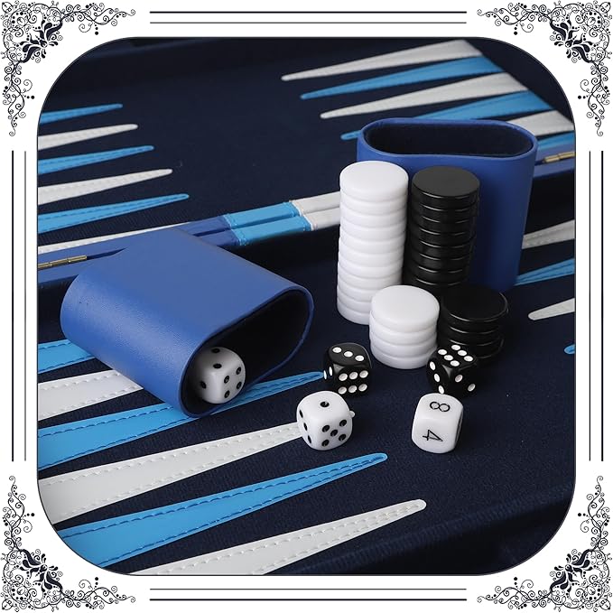 Froggod 15 inch Backgammon Sets for Adults - Classic Board Game for Adults - Portable Travel Backgammon Set for 2 Players - Perfect Adult Board Games for Gifts & Family Fun(Vivid Blue)