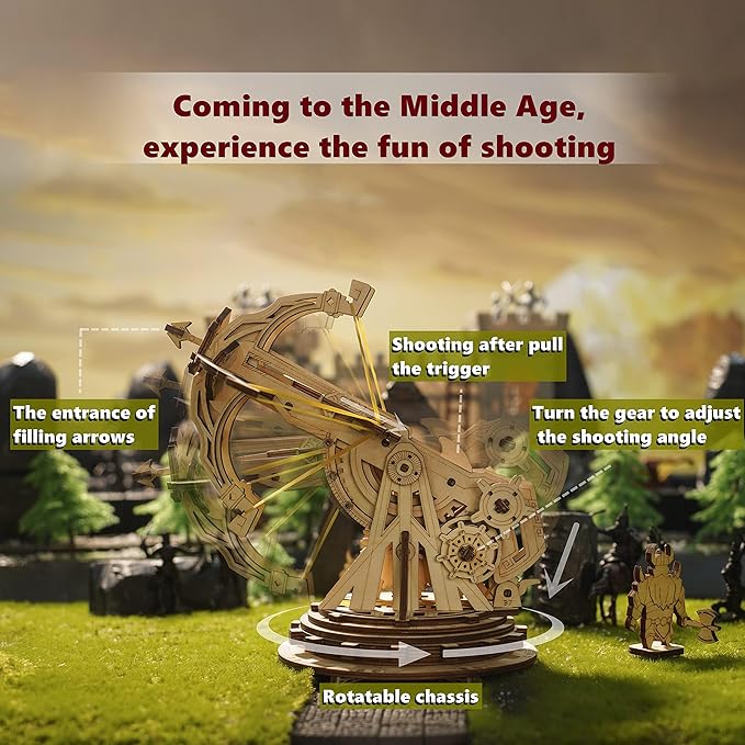 Rowood 3D Wooden Puzzles Catapult Kit for Adults Teens, DIY Catapult Mechanical Wooden Model Kits Toys to Build for Kids, Cool Birthday Gift Choice