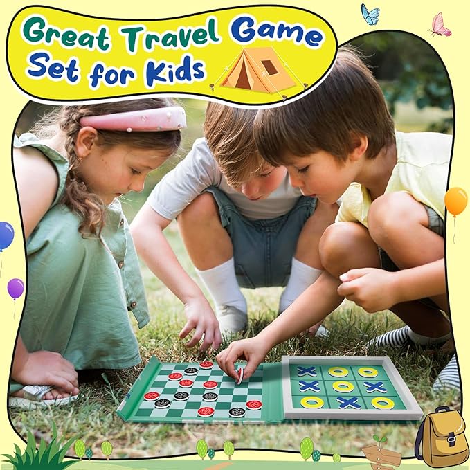Torlam Magnetic Travel Games for Kids, Board Game Chess Party Camping Games Road Family Night Car Trip Games Activities for Kids and Adults