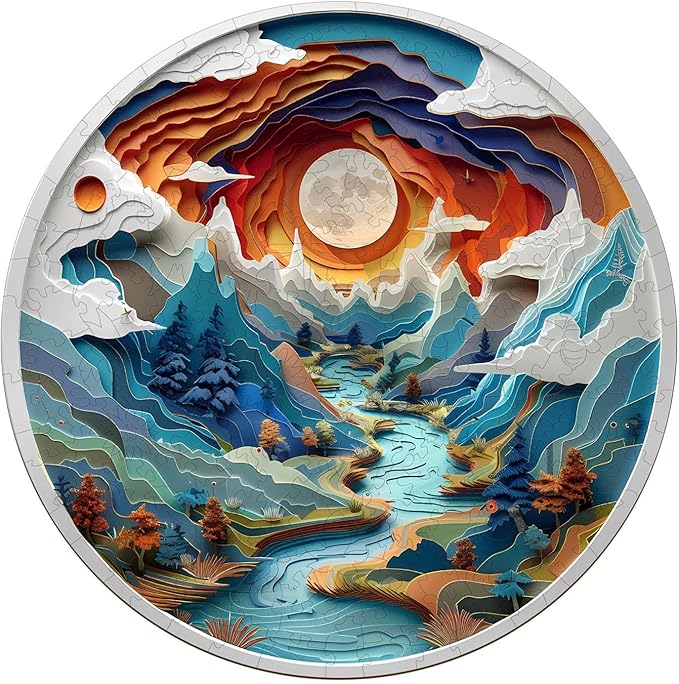 Wooden Puzzles for Adults, Wooden Cave Puzzles, Flat Puzzles with 3D Visual Effect When Completed, Christmas Birthday Gifts for Puzzle Lover, Wood Adult Puzzles (S-8.5 * 8.5in 100pcs), Small