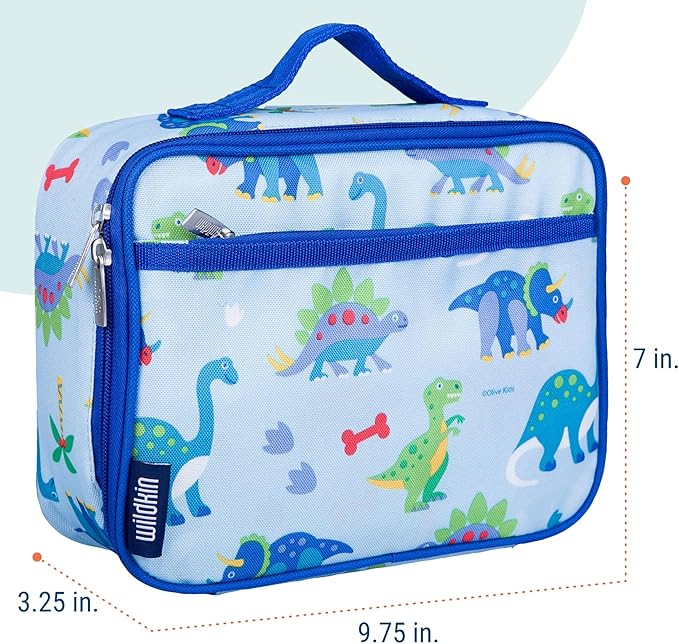Wildkin Kids Insulated Lunch Box Boys – Durable and Reusable for School & Travel (Dinosaur Land)