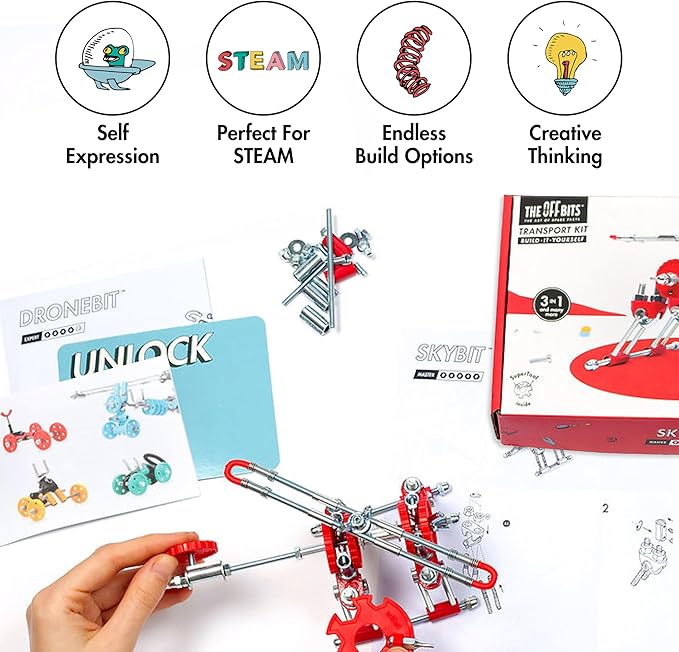The Off Bits Build Your Own Helicopter Toy, SkyBit Transport Educational Stem Building Toys for Boys and Girls 8–12, Stem Toys Engineering Kit, Construction Toys Steam Easter Gift for Kids and Adults