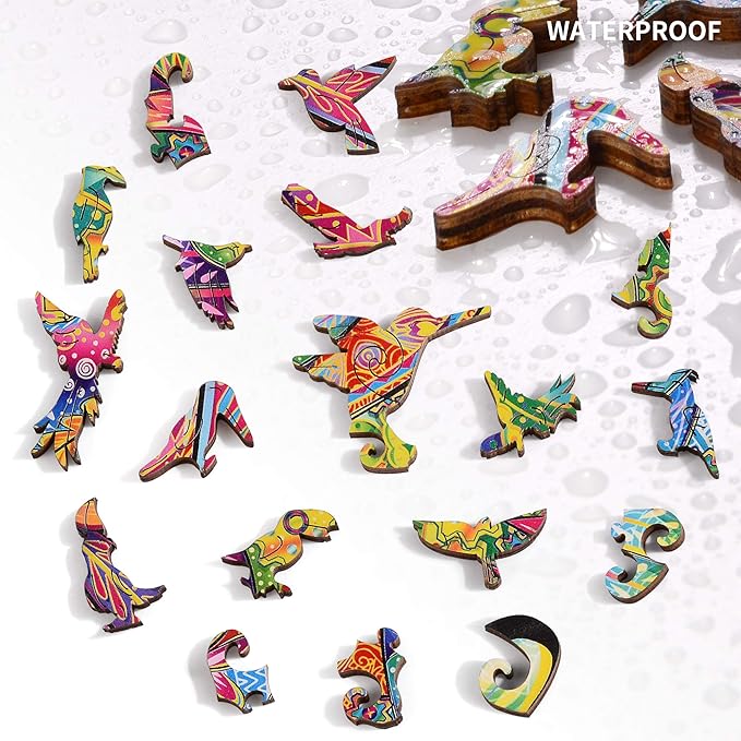 Hummingbird Wooden Puzzle for Adults, 108 PCS Animal Unique Shaped Wooden Jigsaw Puzzles - 7.55 x 10.78 Inches, Creative Gift for Teenagers and Adults