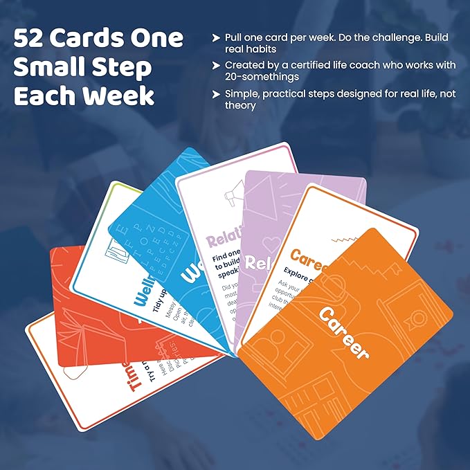 The Ultimate Adulting Card Deck for 20-Somethings | 52 Weekly Cards to Get Your Life Together – Wellness, Career, Time, Money & More