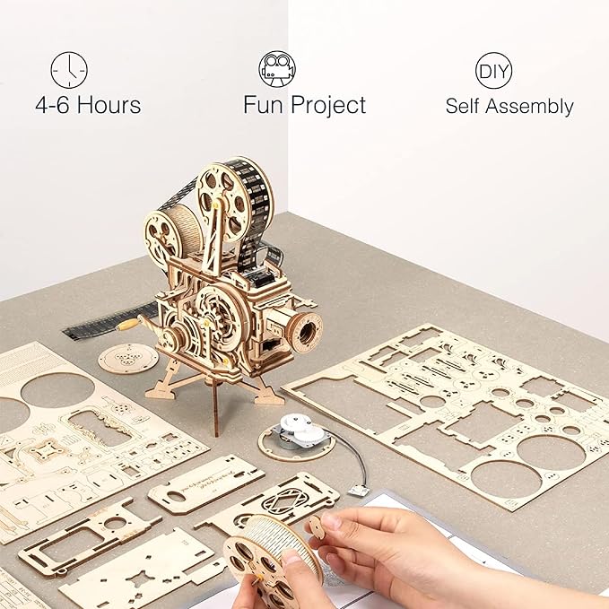 ROKR 3D Wooden Puzzles Vitascope for Adults - Model Building Kits Mechanical Construction for Adults to Build, Educational Brain Teaser DIY Crafts Kits, Halloween Collection Gifts for Men (Vitascope)
