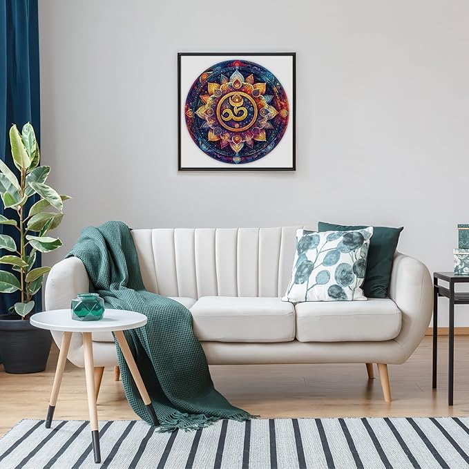 Mandala Wooden Puzzle for Adults, 454 Pieces Colorful Round Wood Jigsaw Puzzles, Scorpio Symbol Art, Unique Wood Animal Shaped Puzzle, Family Game Home Decor