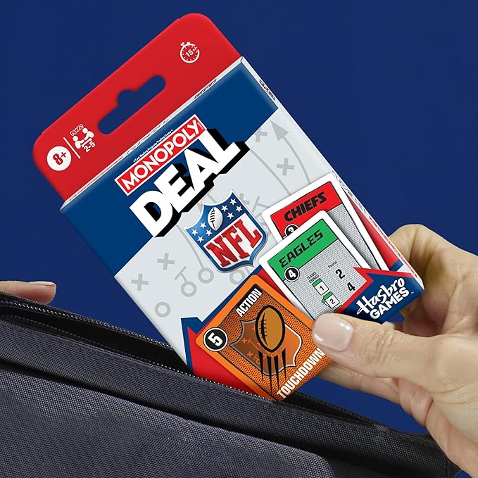 Monopoly Deal NFL Edition Game | Officially Licensed NFL Card Game for Families and Kids | Ages 8+ | 2-5 Players | 15 Mins. | Football Games