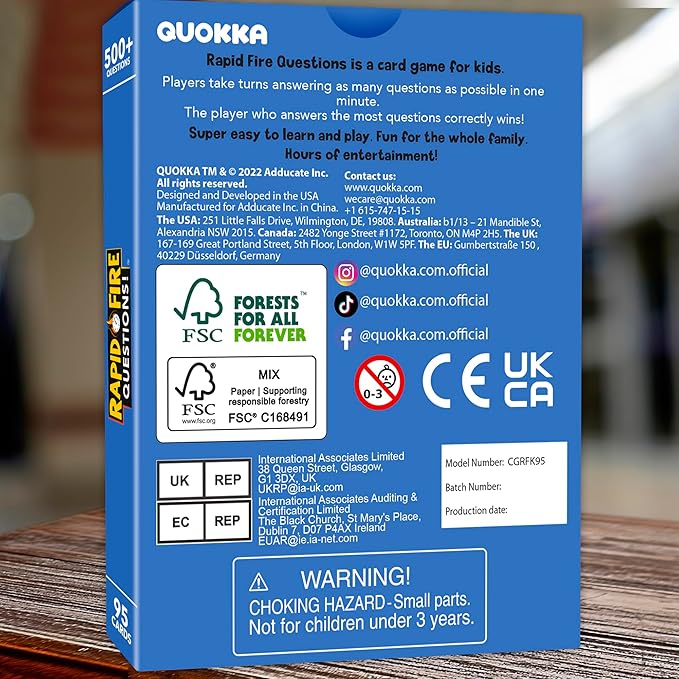 QUOKKA Kids Conversation Cards Game - Break The Ice Game for Kids and Families - Icebreaker Cards with 500+ Questions - Family Game for Kid 8-12 - Perfect for Family Games Night I Travel Version