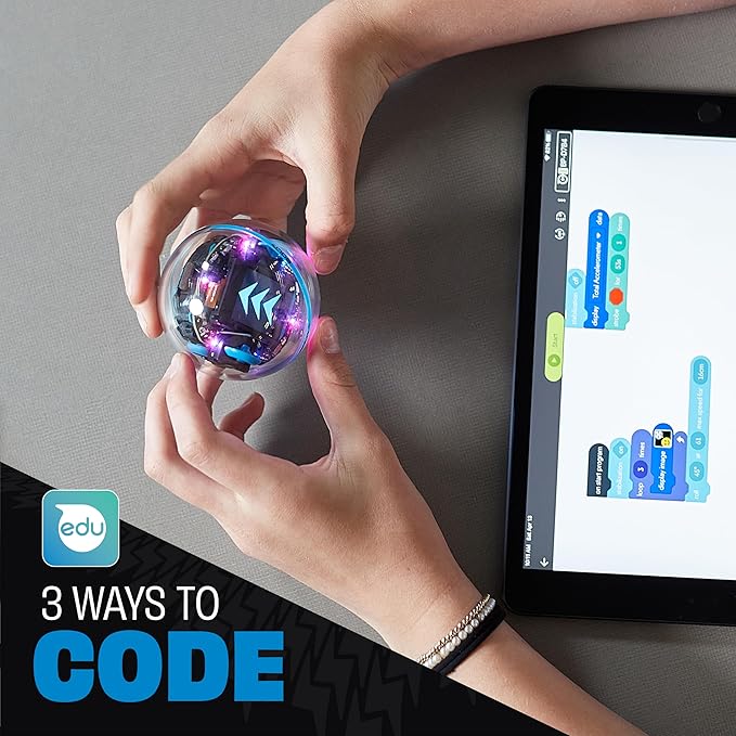Sphero Bolt+: Coding Robot Ball - Program with Draw, Drag-and-Drop Blocks, Javascript, & Python - Animated LCD Screen - Ages 8+ - Durable & Waterproof - STEM Toy for Kids & Teens