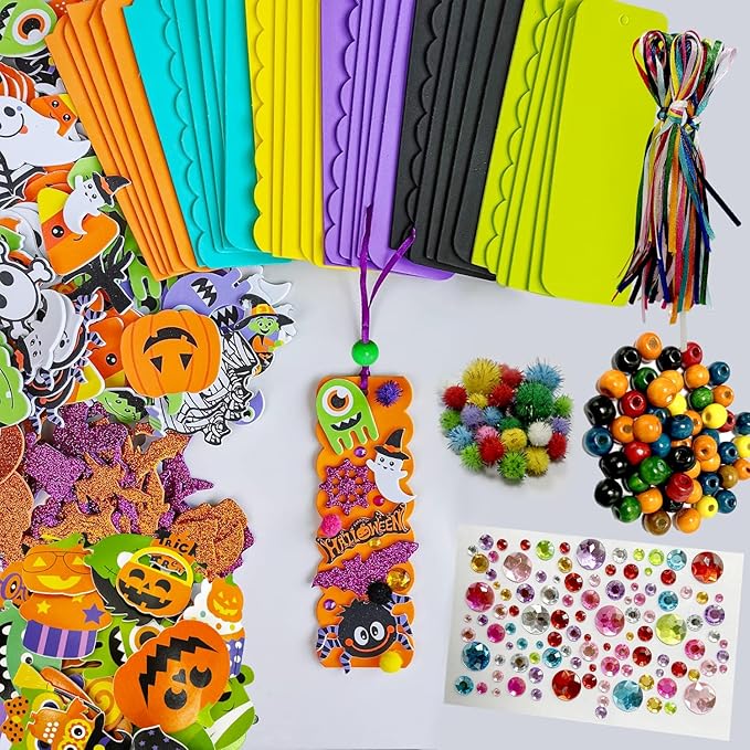 FYXGZZH 36 Sets Halloween Crafts Kits for Kids Bulk, Fall DIY Bookbark Crafts for Classroom Activities
