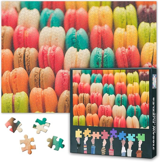 1000 Piece Puzzle for Adults - Vibrant Macarons & Desserts, Colorful Jigsaw Puzzle with Sweet Treats Art, Premium Adult Puzzles 1000 Pieces - 27.5x19.7 in