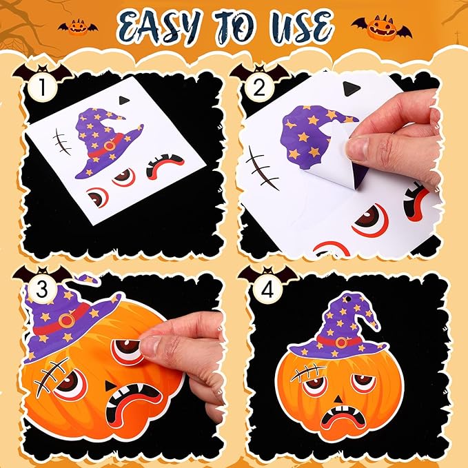 36 Set Halloween Pumpkin Crafts Kit Halloween Crafts Pirate Sticker DIY Craft Witch Pumpkin Decoration Hanging Ornaments for Classroom Home Activities Birthday Party Supplies
