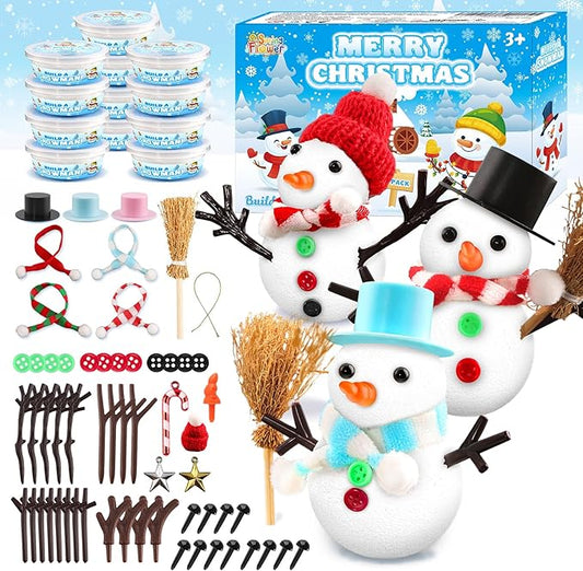 SpringFlower 12 Pack Christmas Craft, DIY Snowman Kit for Kids, Snowman Kit Indoor Decorations, Xmas Craft Xmas Activities Party Supply for Classroom School Home, Christmas Gift for Kids