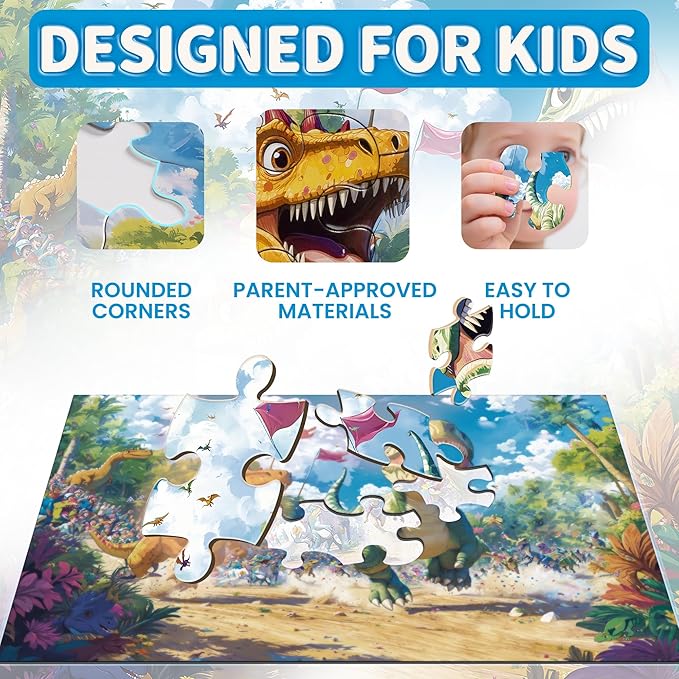 Puzzles for Kids Ages 4-6, Dinosaur Puzzle, Running Dinosaur Puzzle for Kids Ages 3-5, 48 Piece Puzzles for Kid 3 4 5 6 7 8 Year Old, Toddler Children Puzzles Educational Toys for Boys and Girls