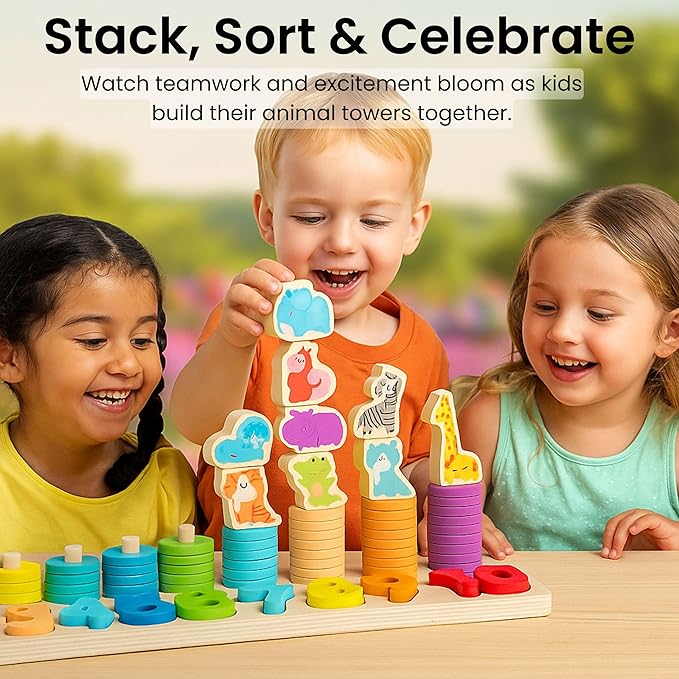 Safari Wooden Number Puzzle – 3 Year Old Girl Gifts, Educational Toys for 4 Year Old, Wooden Puzzles for Toddlers 3+, Learning for 3 Year Olds, Montessori Preschool Activities, Toddler Toys 3-5