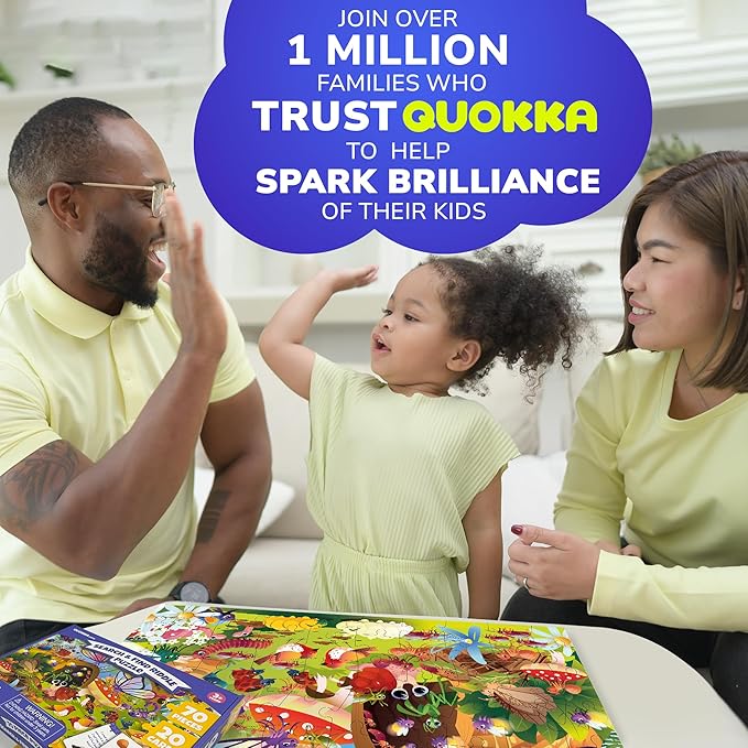 QUOKKA Search and Find Puzzles for Kids Ages 4-6 - Riddle Kids Puzzles 6-8 Years Old - 70 Unique Pcs - 20 Illustrated Guessing Cards - Engaging Children Themes - Bugs Puzzle Gift for Toddlers 3-5