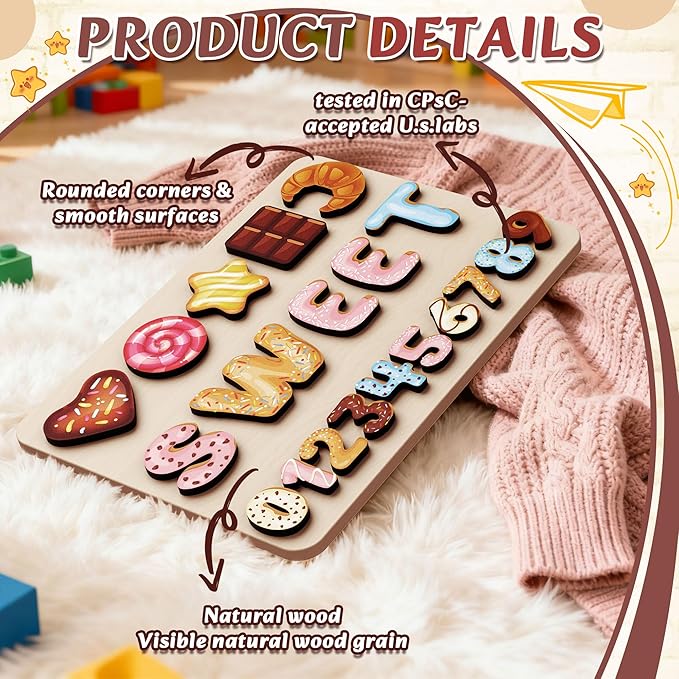 Personalized Name Puzzle | Custom Name Puzzles | Montessori Toys for 1 Year Old | Customized Baby Gifts for Toddlers 1-3 Animal Puzzle (Stlyes 6)