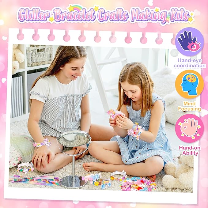 Eichhoo Friendship Bracelet Making Kit for Girls, 5-12 Year Old Girl Birthday Gifts, Arts and Crafts Kits for Kids, Girls Toys Age 5 6 7 8 9 10 Years Old, Kid Jewelry Making Kit with Charm (Unicorn)