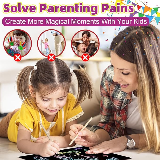 HXDOGSP Scratch Art for Kids: 20 Pack Rainbow Scratch Paper Party Favors - Art Crafts Notebook Suitable for Birthday Gifts/School Crafts Kit/Classroom Prizes for Girls and Boys Aged 4-12