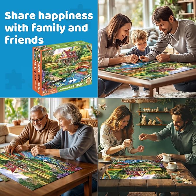 300 Piece Jigsaw Puzzle for Adults – Dream Garden Floral Cottage, Creek & Geese – Premium Relaxing Puzzle Game for Home Decor or Gift (20.5" × 15")