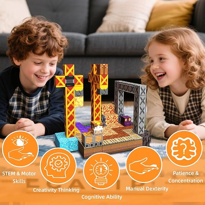 Magnetic Blocks, 120PCS Magnetic Building Blocks Magnet Cubes STEM Montessori Sensory Educational Toys for Kids Boys Girls (MineTheme)