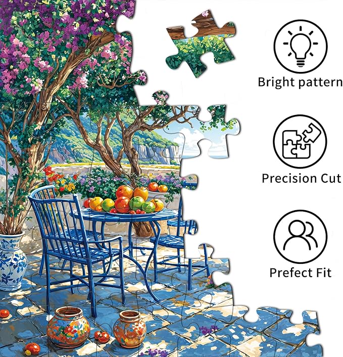 Jigsaw Puzzles for Adults 1000 Pieces, Interlock Perfectly Letter on Back No Dust, Home Decor Birthday Party Gift Toy for Men Women Elders Seniors, 1:1 Poster - Summer Coast