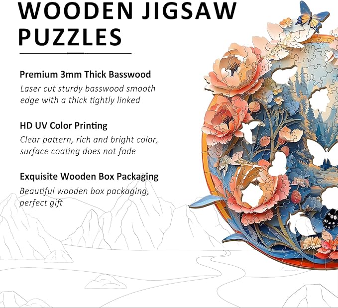 Wooden Puzzles for Adults - Jungle Butterfly Wood Puzzles Adult - Unique Animal Shape Wooden Jigsaw Puzzles for Adults - Birthday Gifts for Puzzle Lovers, Family (11.4 * 11.3in)