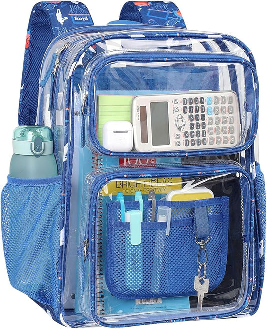 PACKISM Clear Backpack for School - 17 inch Large Heavy Duty Clear Bookbag, See Through PVC Backpacks (for age 12 above)