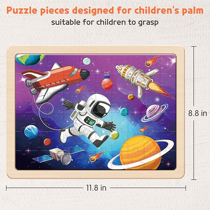 SYNARRY Wooden Puzzles for Kids Ages 4-6, 6 Packs 60 PCs Jigsaw Puzzles Preschool Educational Toys Gifts for Children Ages 4-8, Kids Puzzle for 4+ Year Olds Boys Girls